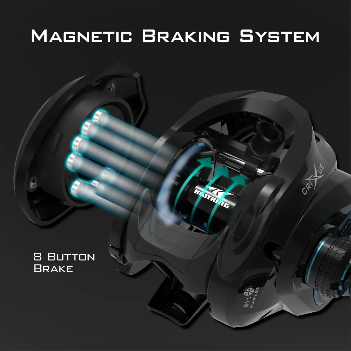 Carrete KastKing Crixus para Baitcasting - Dark Star 7.2:1 - Imagen 4