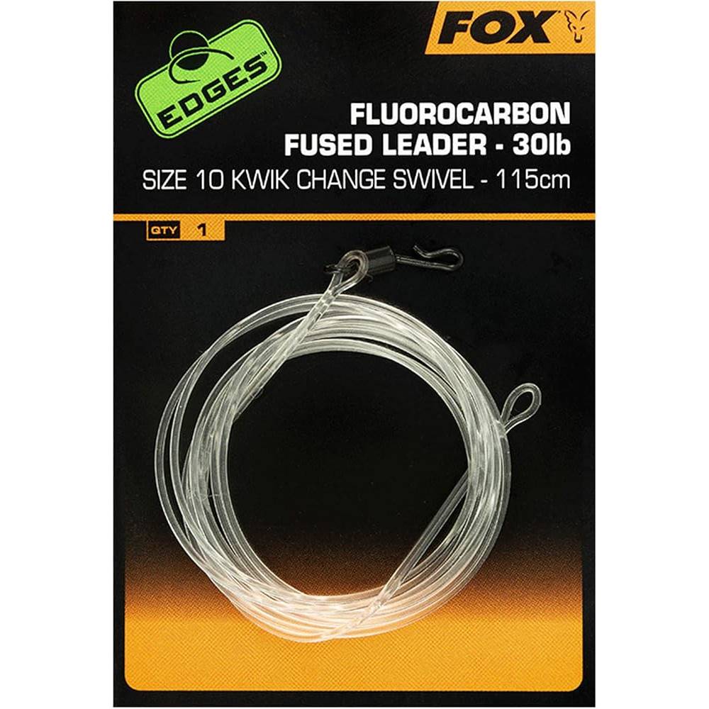 FOX EDGES FLUOROCARBON FUSED LEADERS KWIK CHANGE Size 10