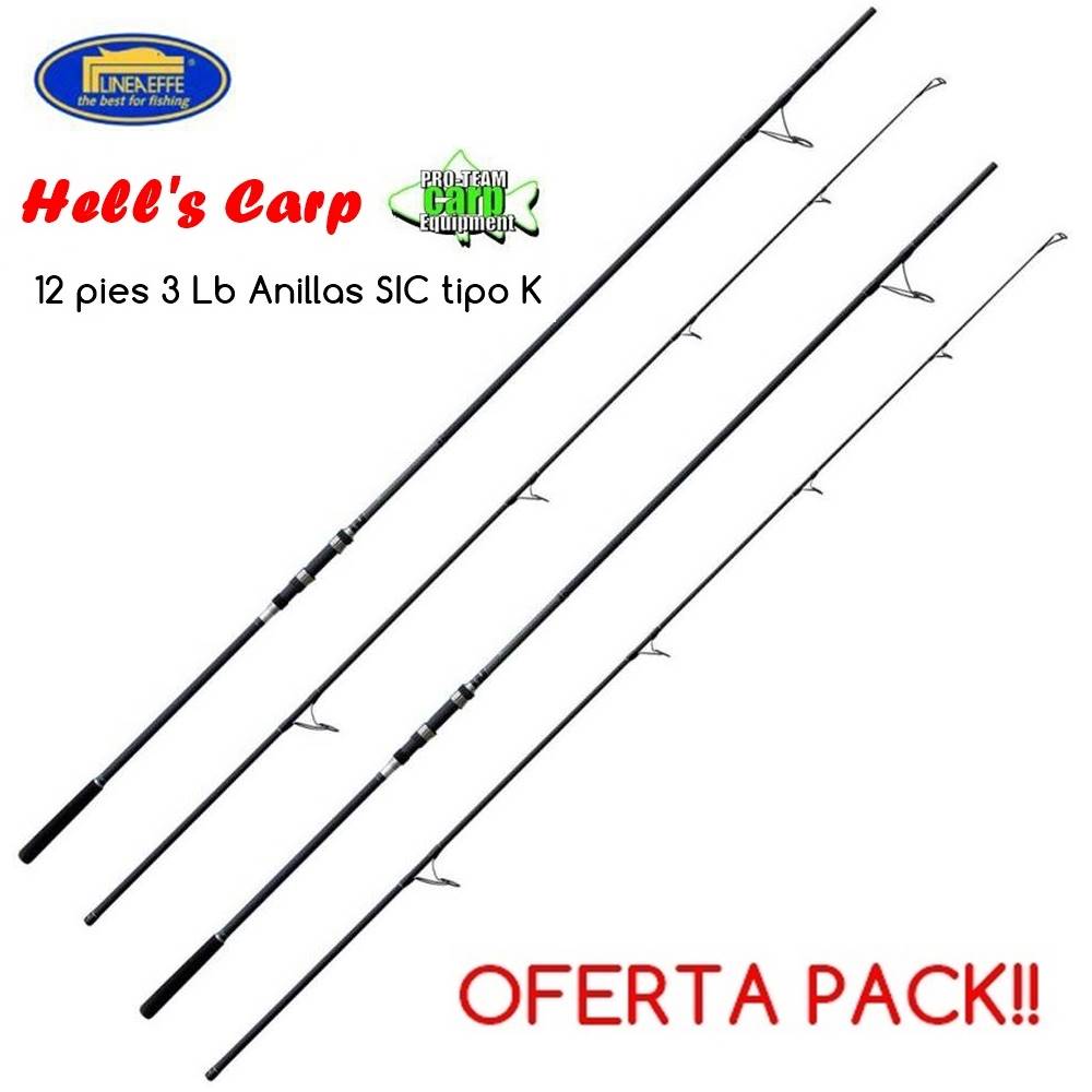 OFERTA PACK: 2 Cañas LINEAFFE PRO TS HELL’S CARP 12 pies 3 lb anilla tipo K