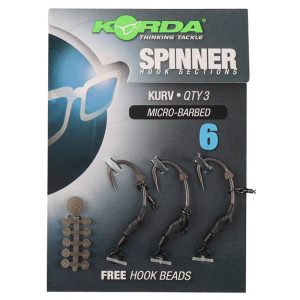 Korda Spinner hook Sections Kurv Shank Nº6 Micro Barbed 3 unid. con topes