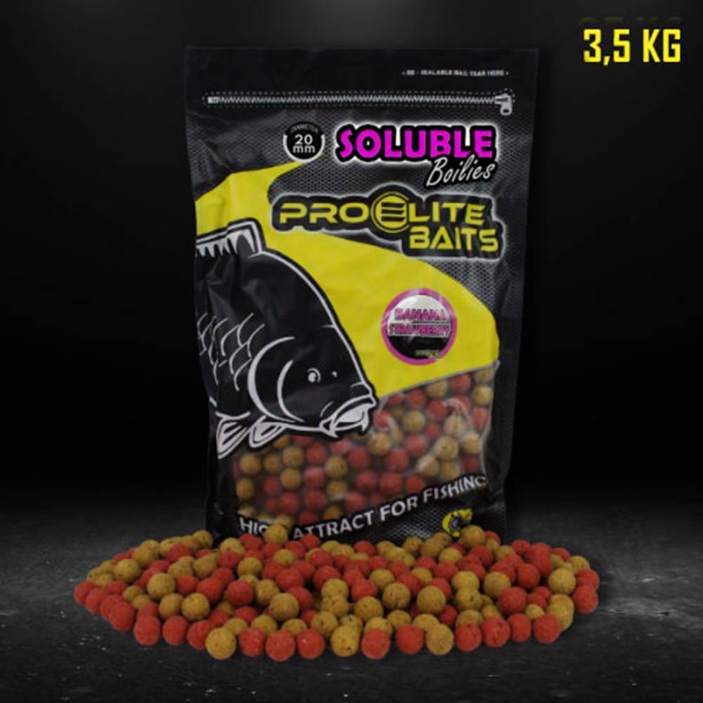 PRO ELITE BAITS BANANA STRAWBERRY CLASSIC BOILIES SOLUBLES 20 mm 3,5 kg - Imagen 2
