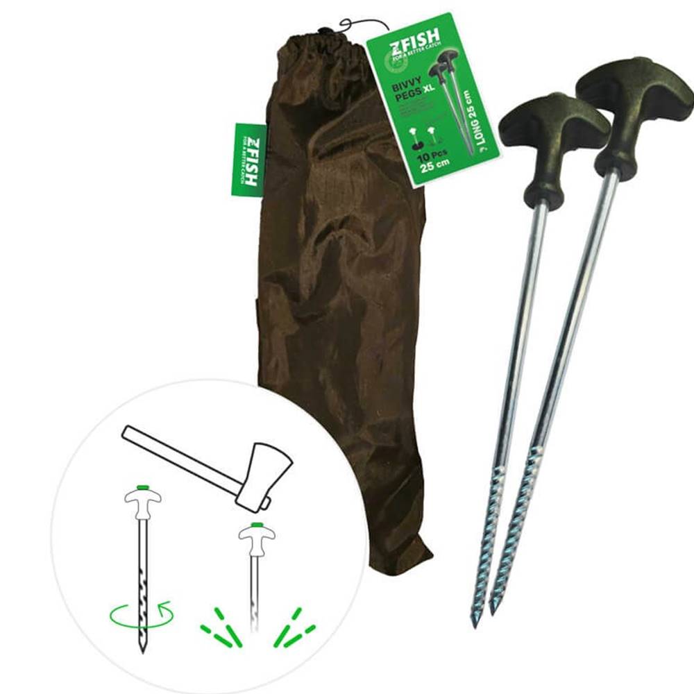 Zfish Bivvy Pegs 10 Piquetas largas 25cm - Imagen 3