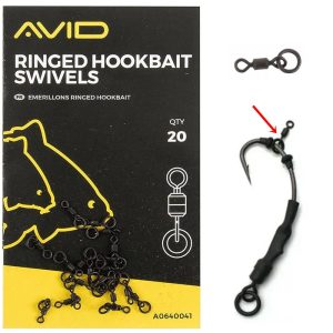 AVID CARP Ringed Hookbait Swivels 20 unid. micro emerillones con anilla para anzuelo