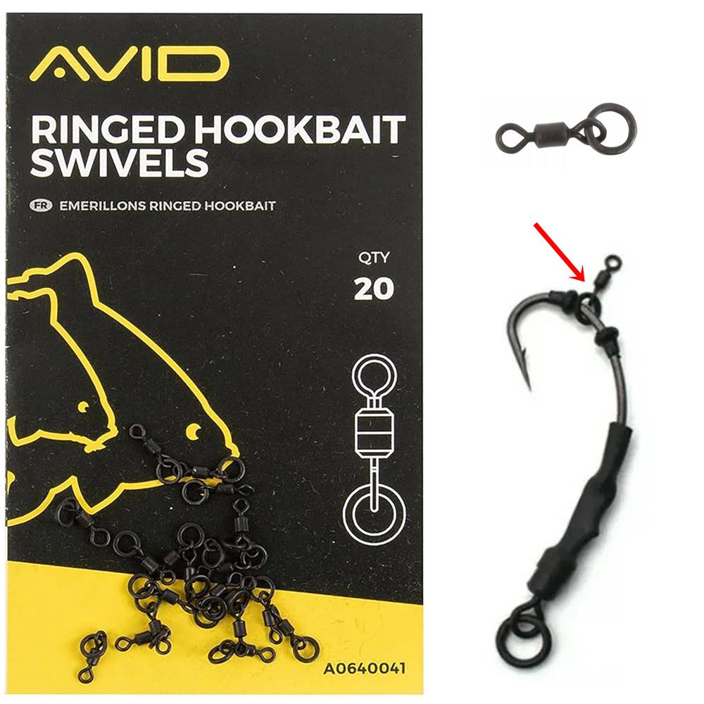 AVID CARP Ringed Hookbait Swivels 20 unid. micro emerillones con anilla para anzuelo - Imagen 2