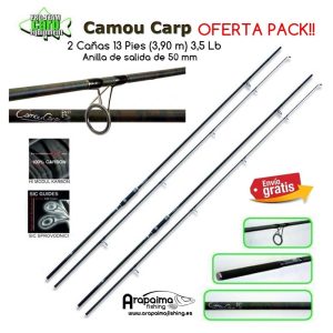 OFERTA PACK! 2 Cañas LINEAEFFE PRO TS CAMOU CARP 13 pies 3,5 lb anilla 50 mm