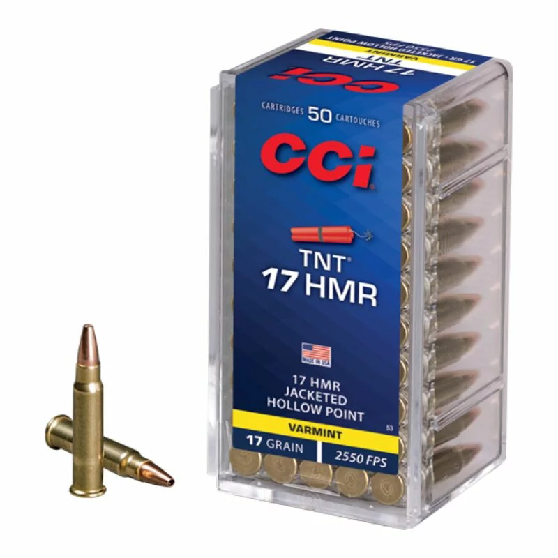 CCI .17 HMR TNT 17gr JHP 2550 FPS Munición - Imagen 2