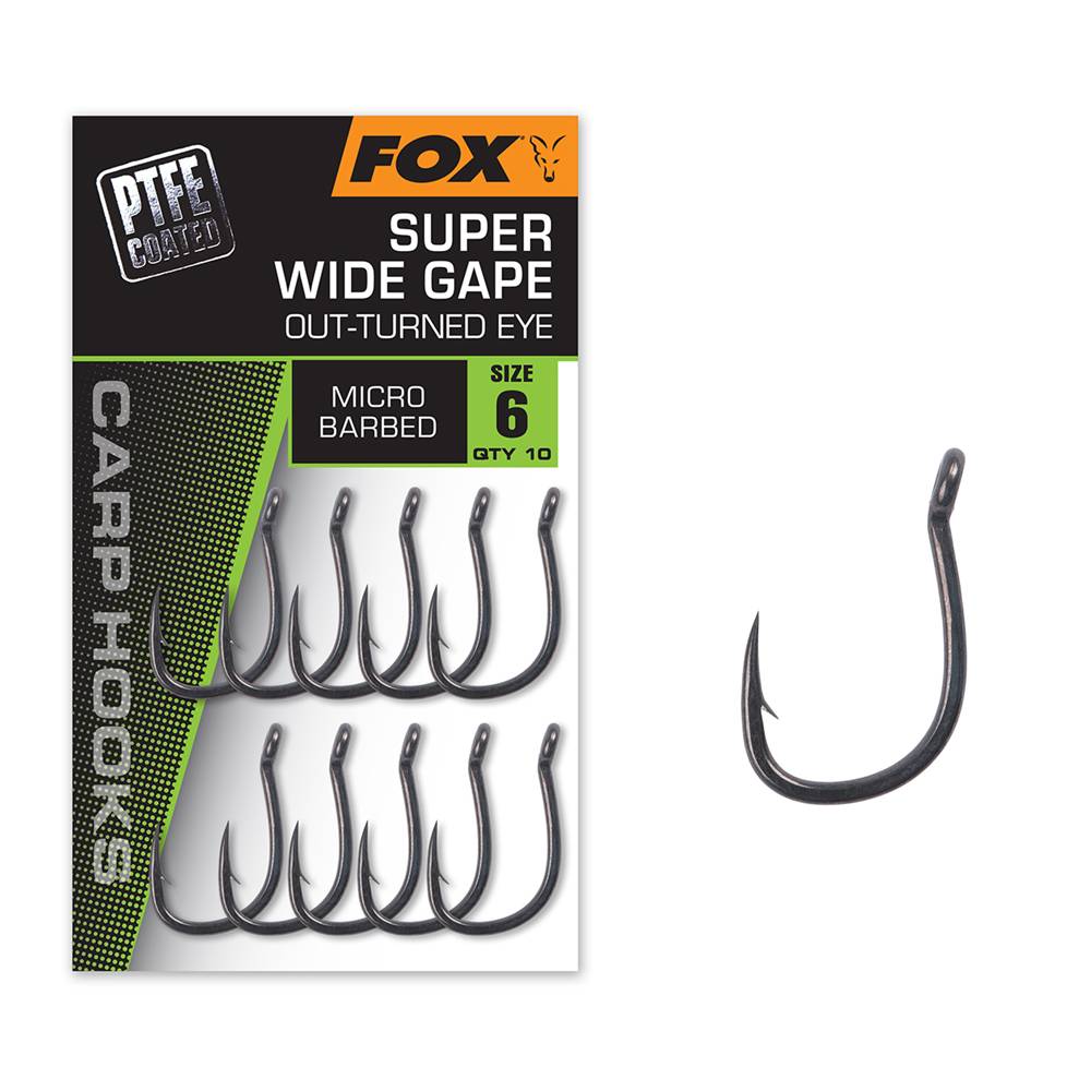 FOX CARP HOOKS SUPER WIDE GAPE Outturned (PTFE Coated)