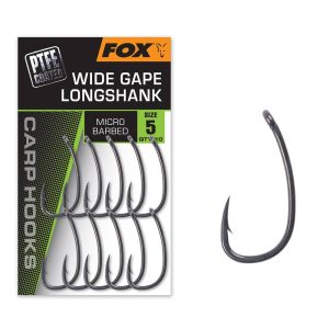 FOX CARP HOOKS SUPER WIDE GAPE LONG SHANK (PTFE Coated)