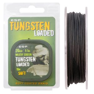 ESP Tungsten Loaded Soft Weedy Green Trenzado para anzuelar recubierto de tungsteno