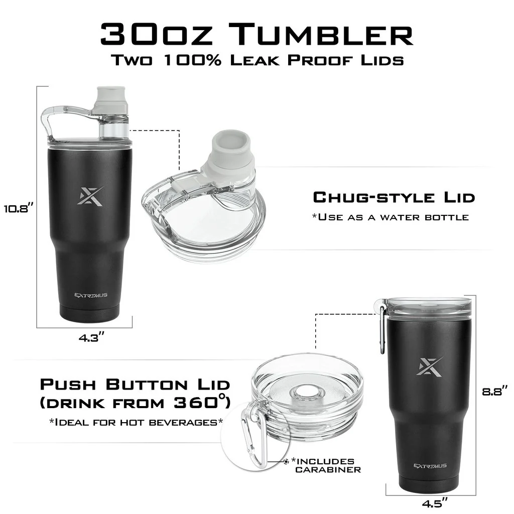 Vaso Extremus Temps de 30oz Insulado - Caliente o Frío con 2 Tapas - Imagen 7