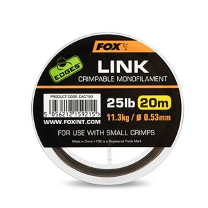 FOX LINK CRIMPABLE MONOFILAMENT KHAKI 0.53mm 25lb 20m