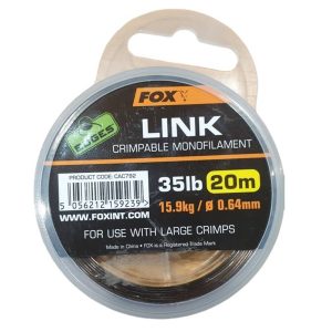 FOX LINK CRIMPABLE MONOFILAMENT KHAKI 0.64mm 35lb 20m