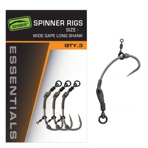 FOX EDGES WIDE GAPE LONG SHANK SPINNER RIG 3 unid