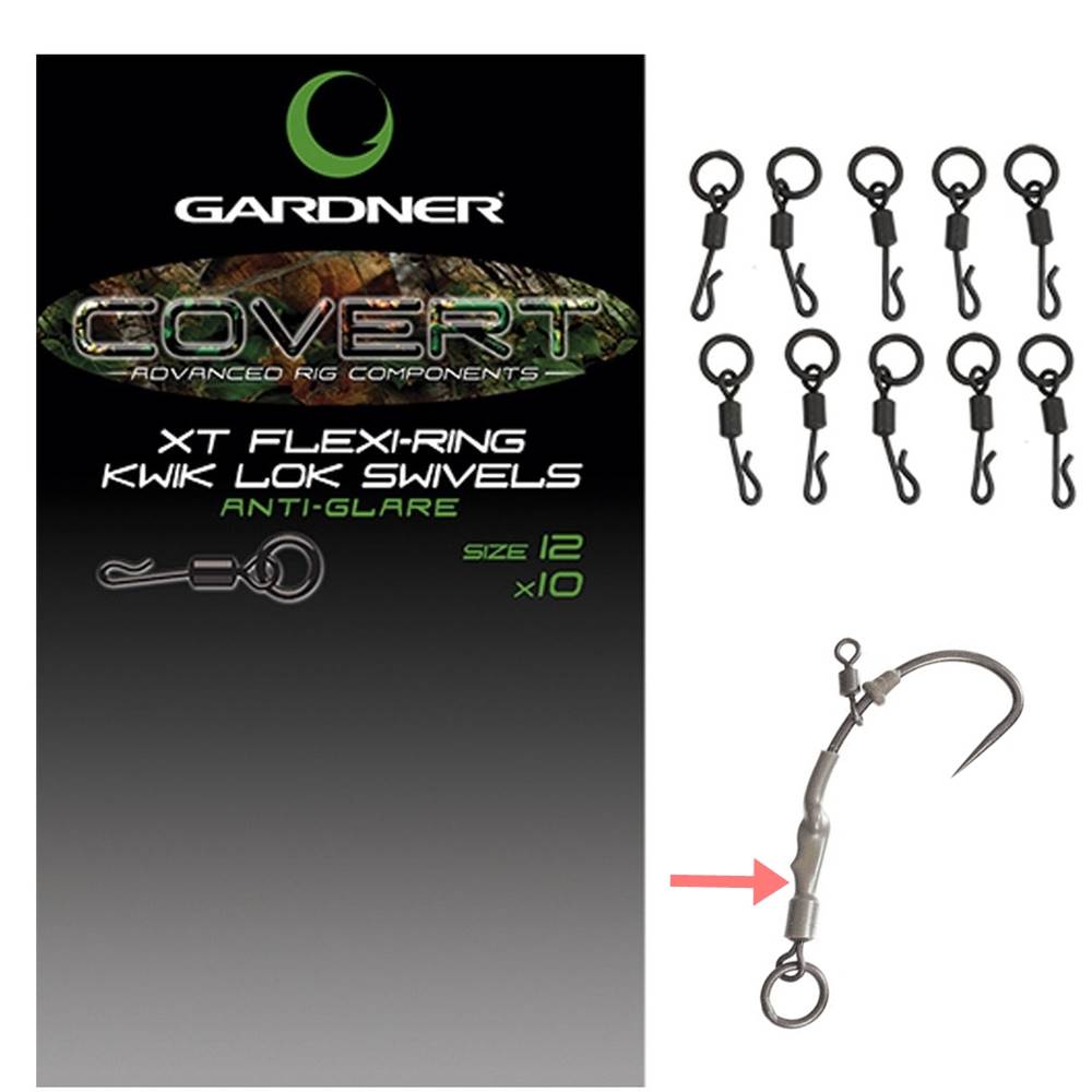 GARDNER XT FLEXI-RING KWIK LOK SWIVELS size 12 10 unid. Enganches rapidos Ronnie rig - Imagen 2