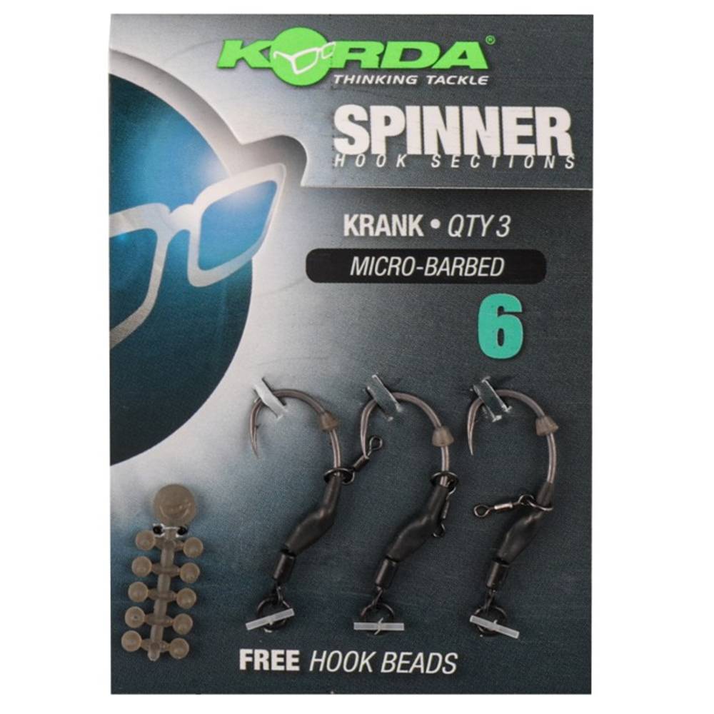 Korda Spinner hook Sections Krank Nº6 Micro Barbed 3 unid. con topes - Imagen 2
