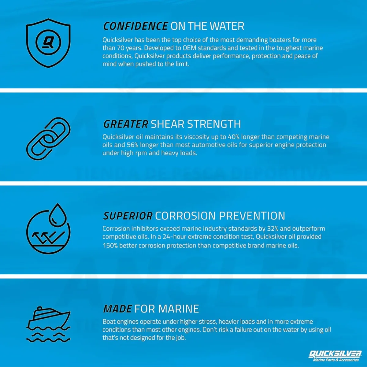 Aceite Quicksilver Marine Synthetic para Motor de 4 Tiempos 10W-30 - Imagen 4