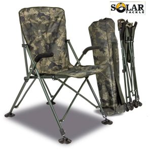 SOLAR TACKLE UNDERCOVER CAMO FOLDABLE EASY CHAIR HIGH con bolso de transporte
