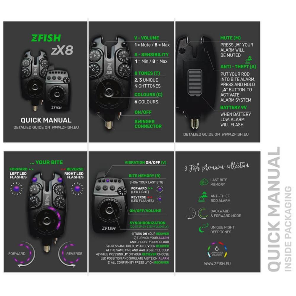 ZFISH ZX8 PRO BITE ALARM SET 3+1 Maletin 3 alarmas + receptor - Imagen 4